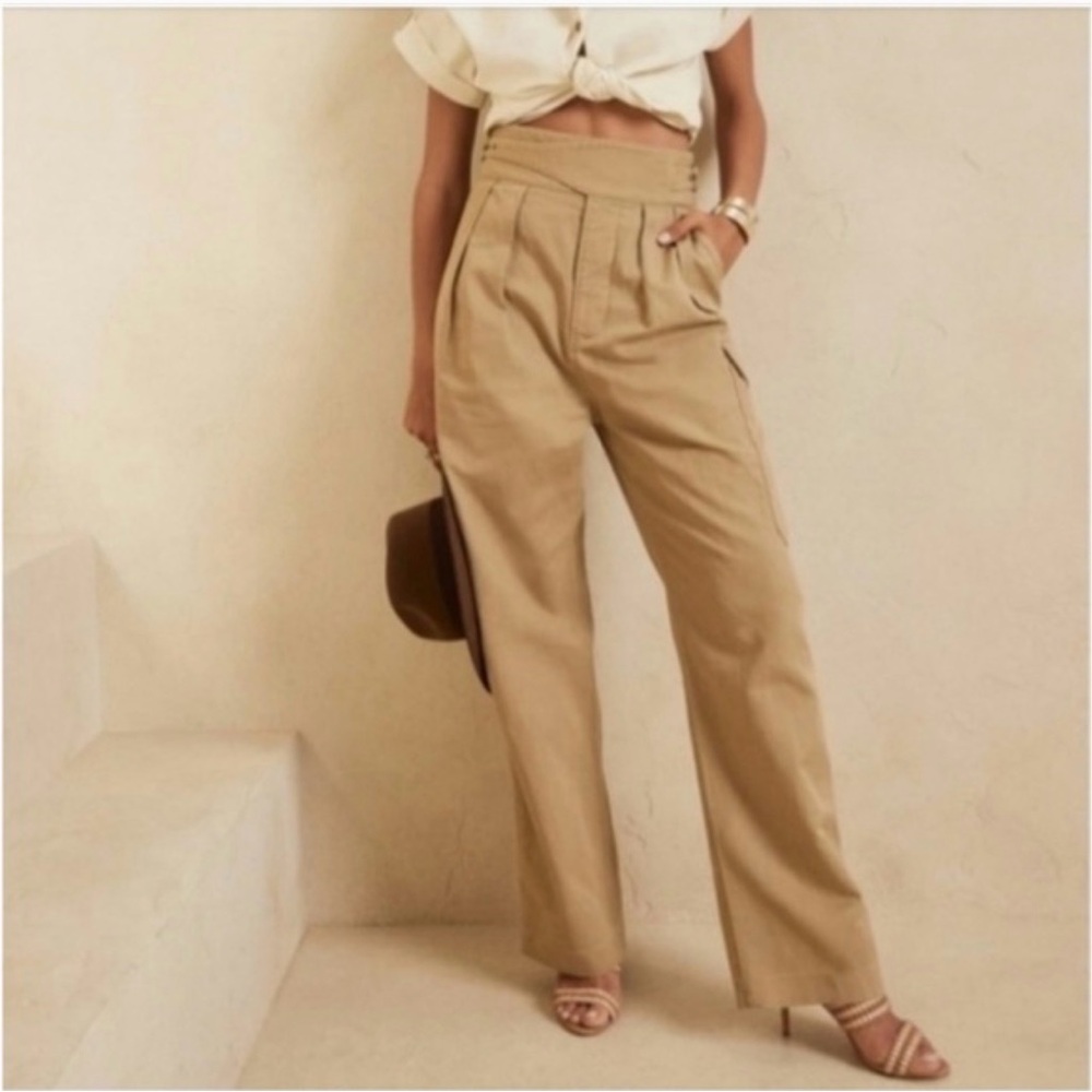 Banana Republic Wide Leg Pants in Khaki Tan